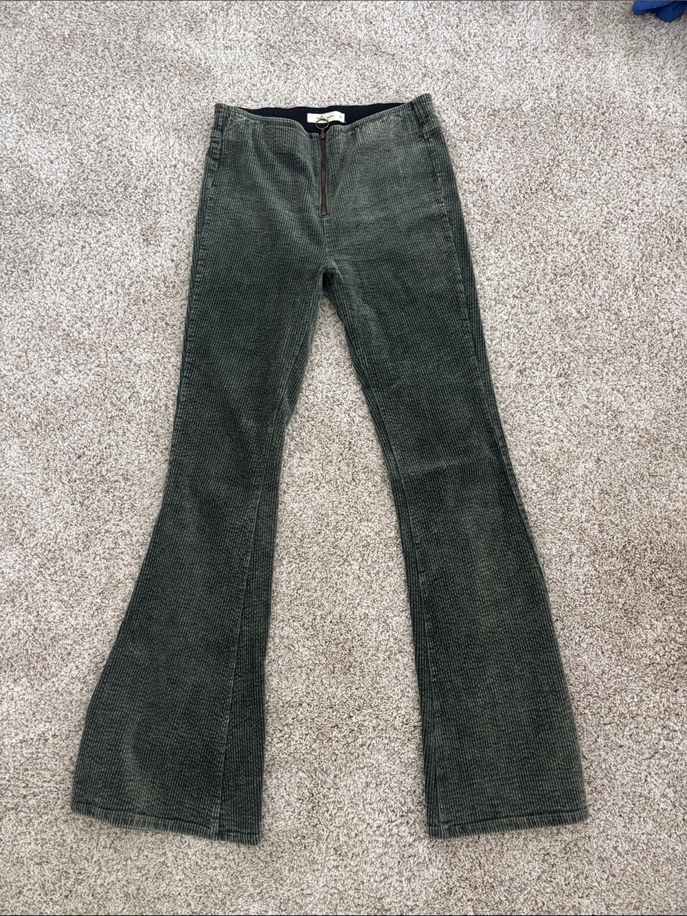 Women’s Dark Green Flared Corduroy Pants